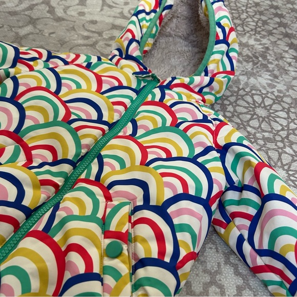 Mini Boden fleece lined rainbow jacket with hood size 2/3 - Picture 3 of 6